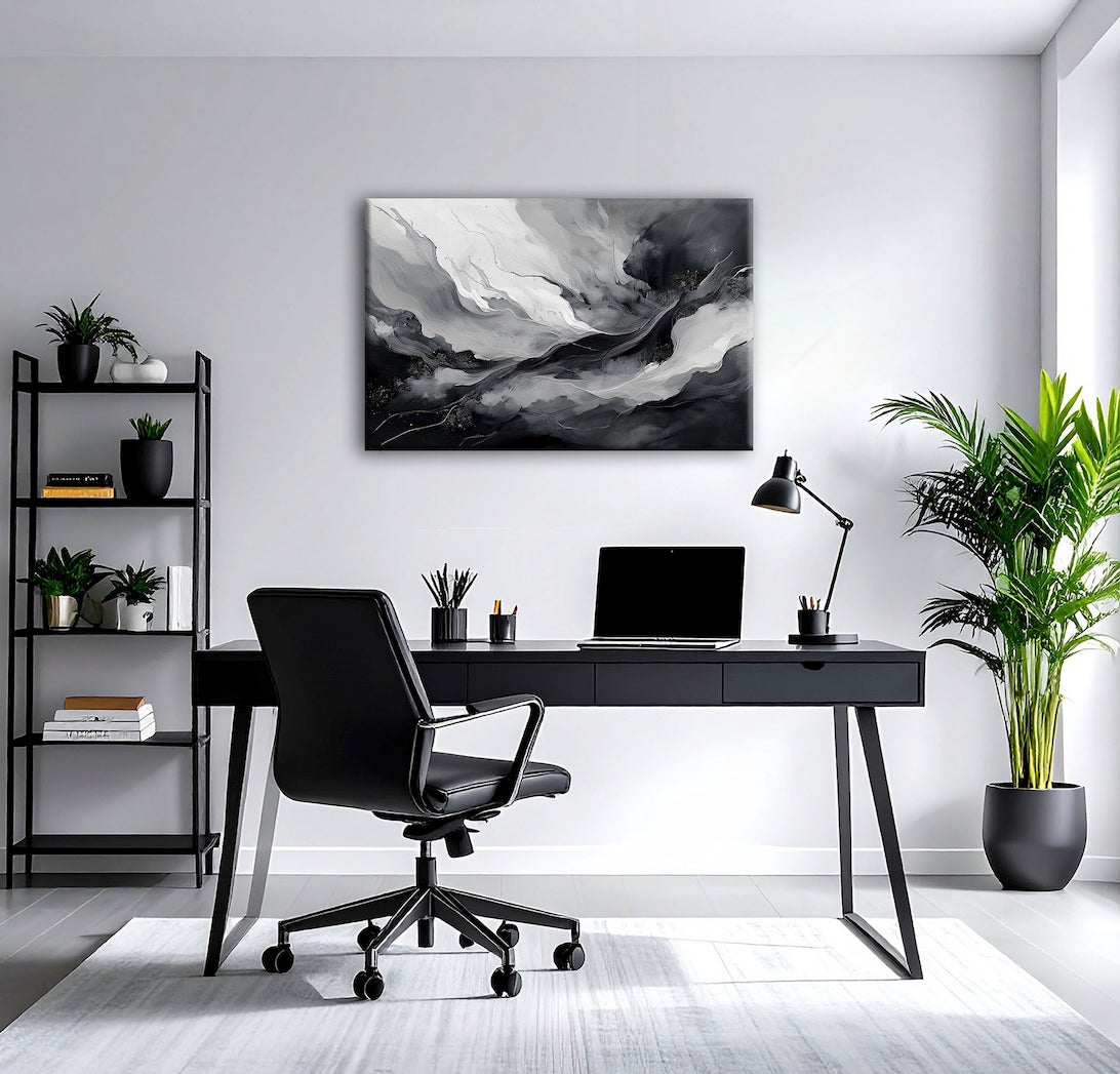 AUREORA Art Leinwand Schwarz-Weiße Dynamik