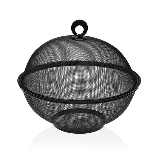 Versa Obstschale Versa Schwarz Mit Deckel Metall Stahl (28 X 28 X 28 Cm)