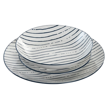 Home Esprit Geschirr Home Esprit Blau Porzellan Streifen Mediterraner 18 Stücke