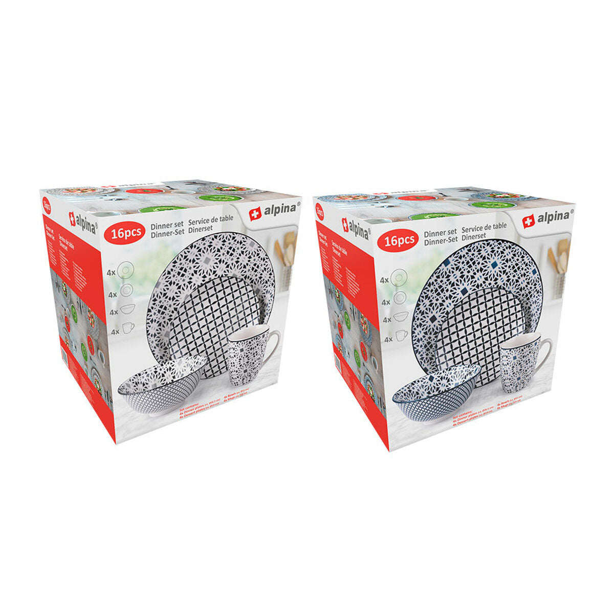 Alpina Geschirr Alpina Bunt Aus Keramik 16 Stücke (4 Stück)