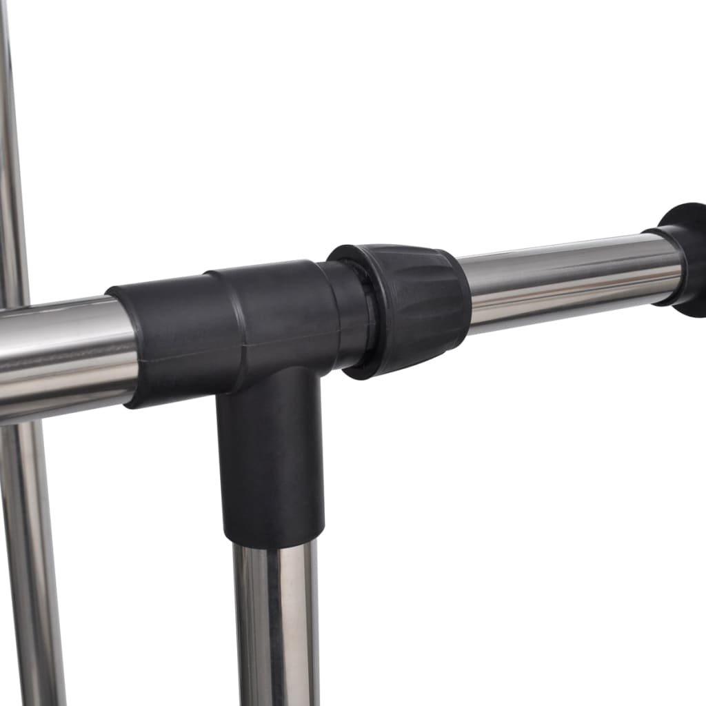 Verstellbarer Kleiderständer 4 Rollen Schwarz