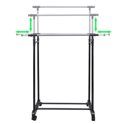 Verstellbarer Kleiderständer 4 Rollen Schwarz