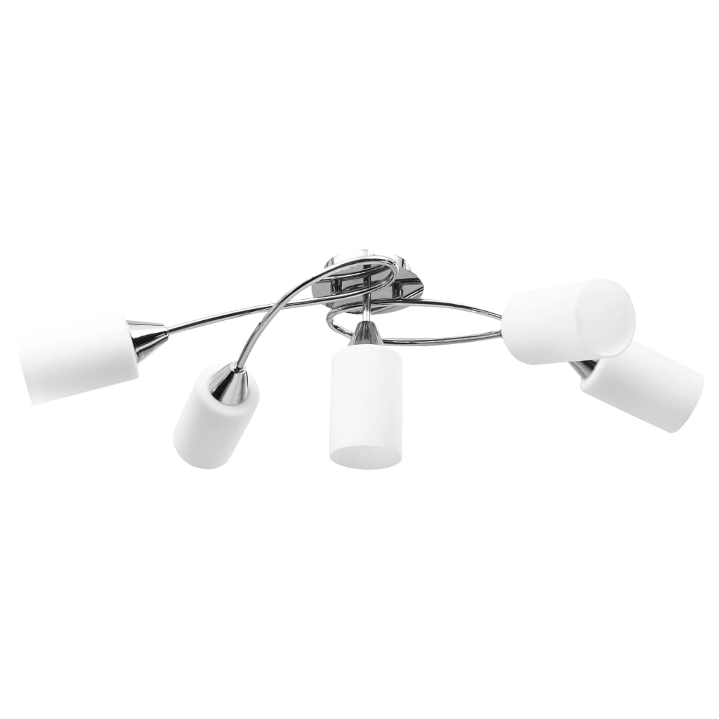 Deckenleuchte Mit Keramik-Lampenschirmen Für 5 E14 Glühlampen