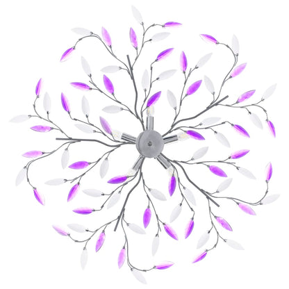 Deckenleuchte Mit Acrylglas-Blätter Für 5 X E14-Lampen Lila