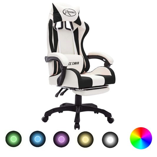 Gaming-Stuhl Mit Rgb Led-Leuchten Schwarz Und Kunstleder