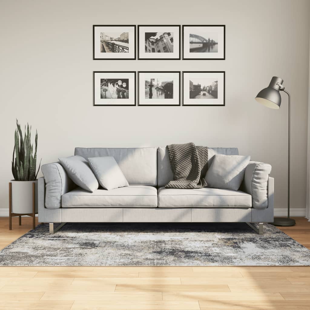 Teppich Waschbar Mehrfarbig Rutschfest Schwarz Und Weiß