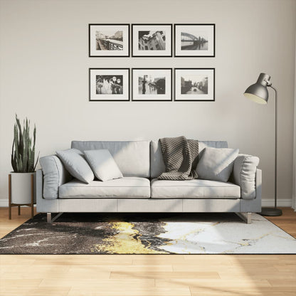 Teppich Waschbar Mehrfarbig Rutschfest Golden Und Weiß