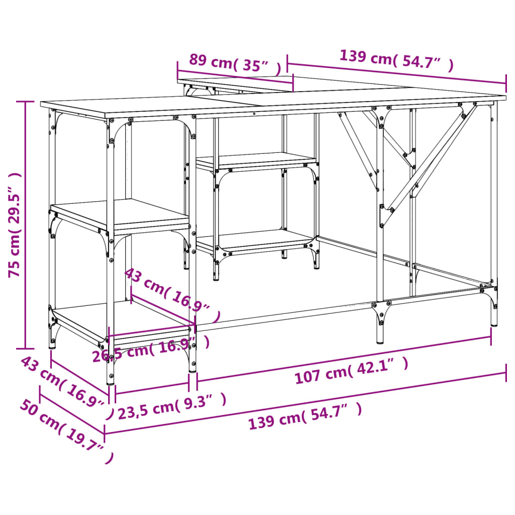 Schreibtisch 139X139X75 Cm Holzwerkstoff