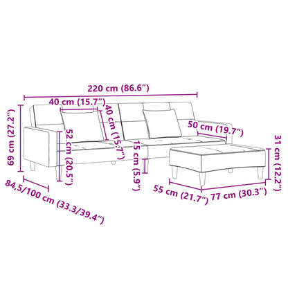 Schlafsofa 2-Sitzer Mit Fußhocker Samt