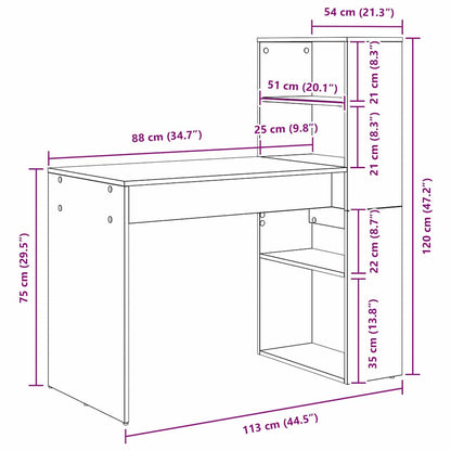 Schreibtisch 113 X 54 X 120 Cm Holzwerkstoff
