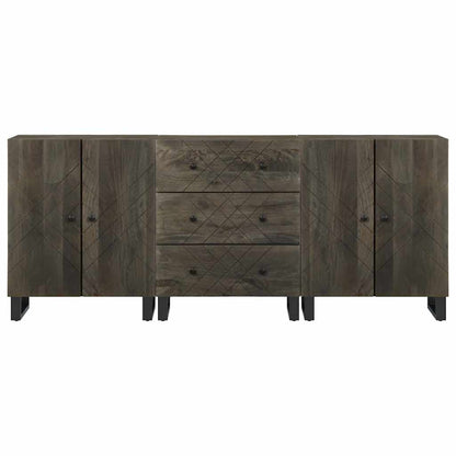3-Tlg. Sideboards Schwarz 60X33X75 Cm Massivholz Mango