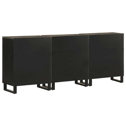 3-Tlg. Sideboards Schwarz 60X33X75 Cm Massivholz Mango