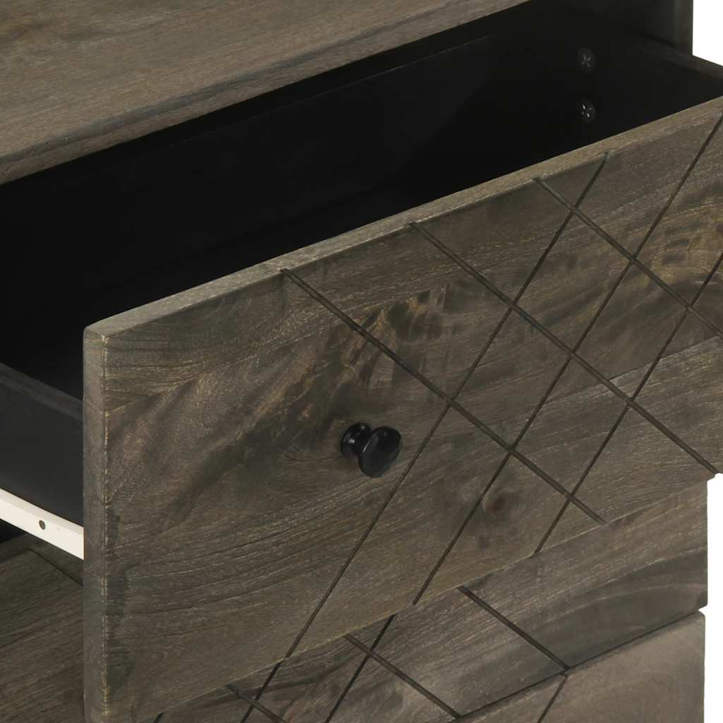 3-Tlg. Sideboards Schwarz 60X33X75 Cm Massivholz Mango