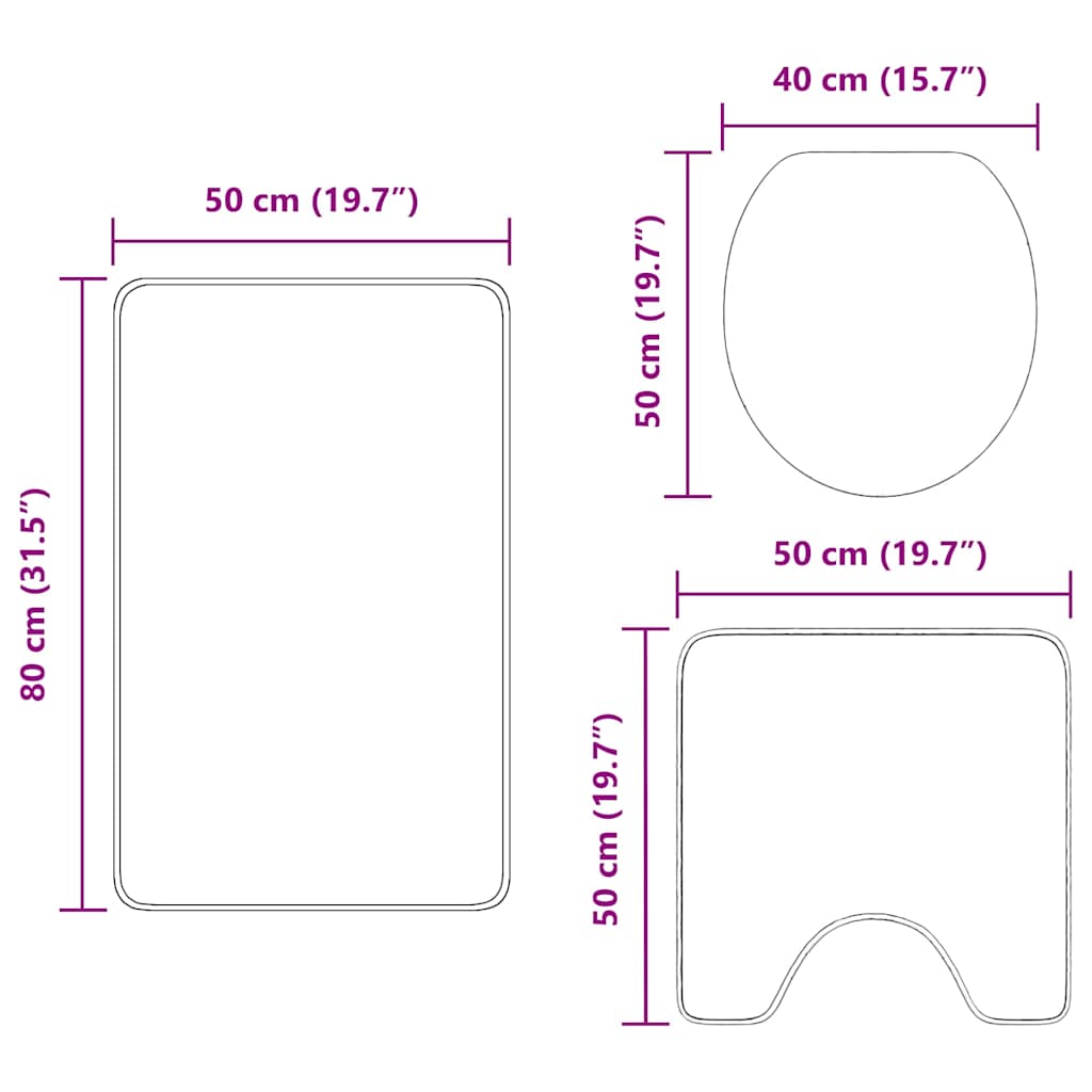 Anti-Rutsch Badematten-Set 3 Pcs 50 X 50 Cm Pp