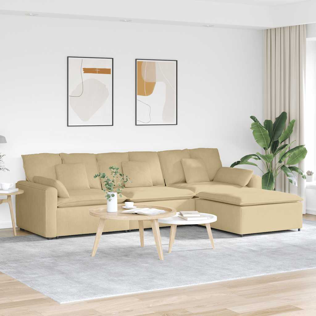 Modulares Sofa Mit Fußhocker Und Kissen