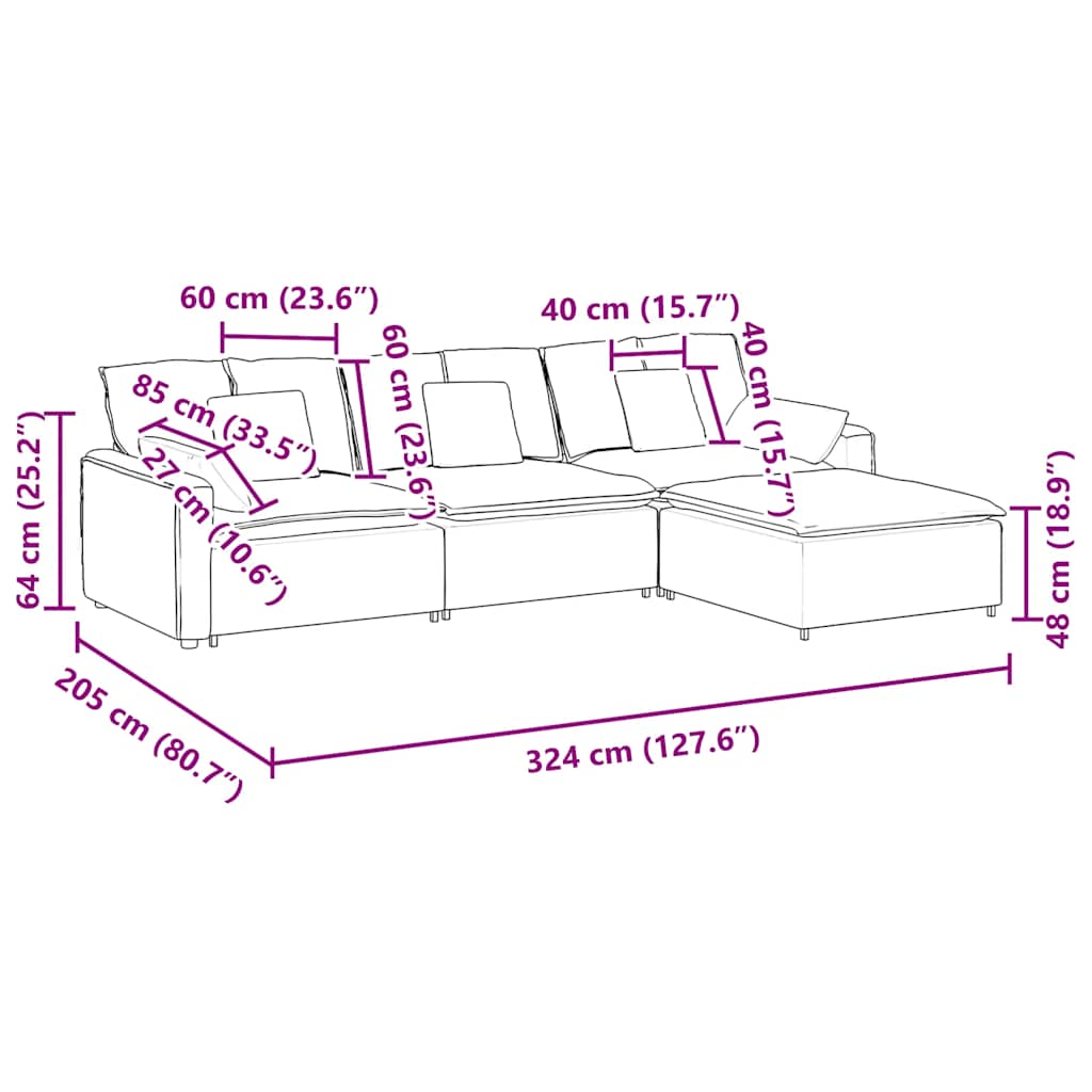 Modulares Sofa Mit Fußhocker Und Kissen