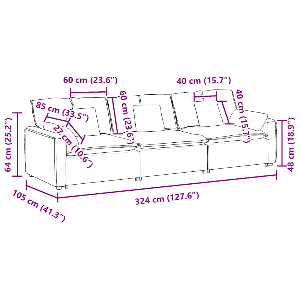 Modulares Sofa Mit Kissen Weinrot