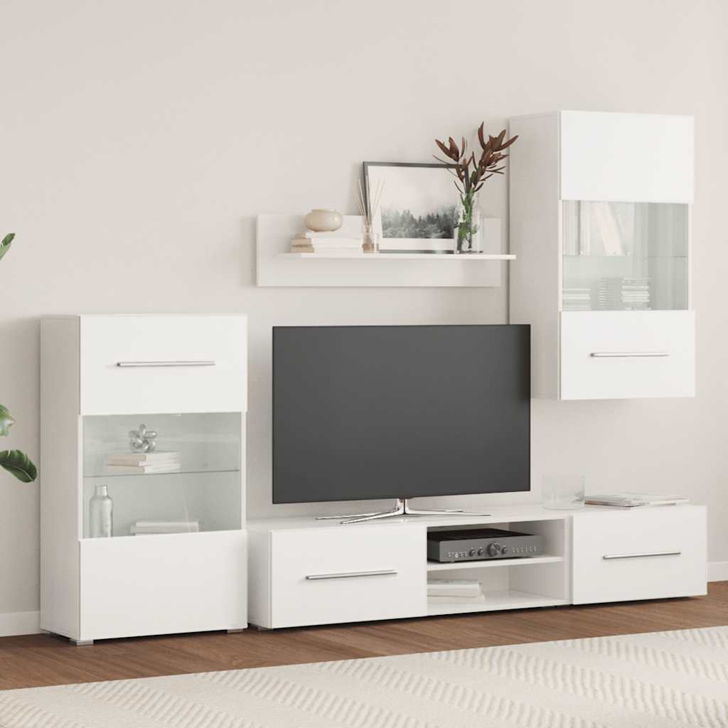 5-Tlg. Wohnwand Mit Led-Beleuchtung Holzwerkstoff