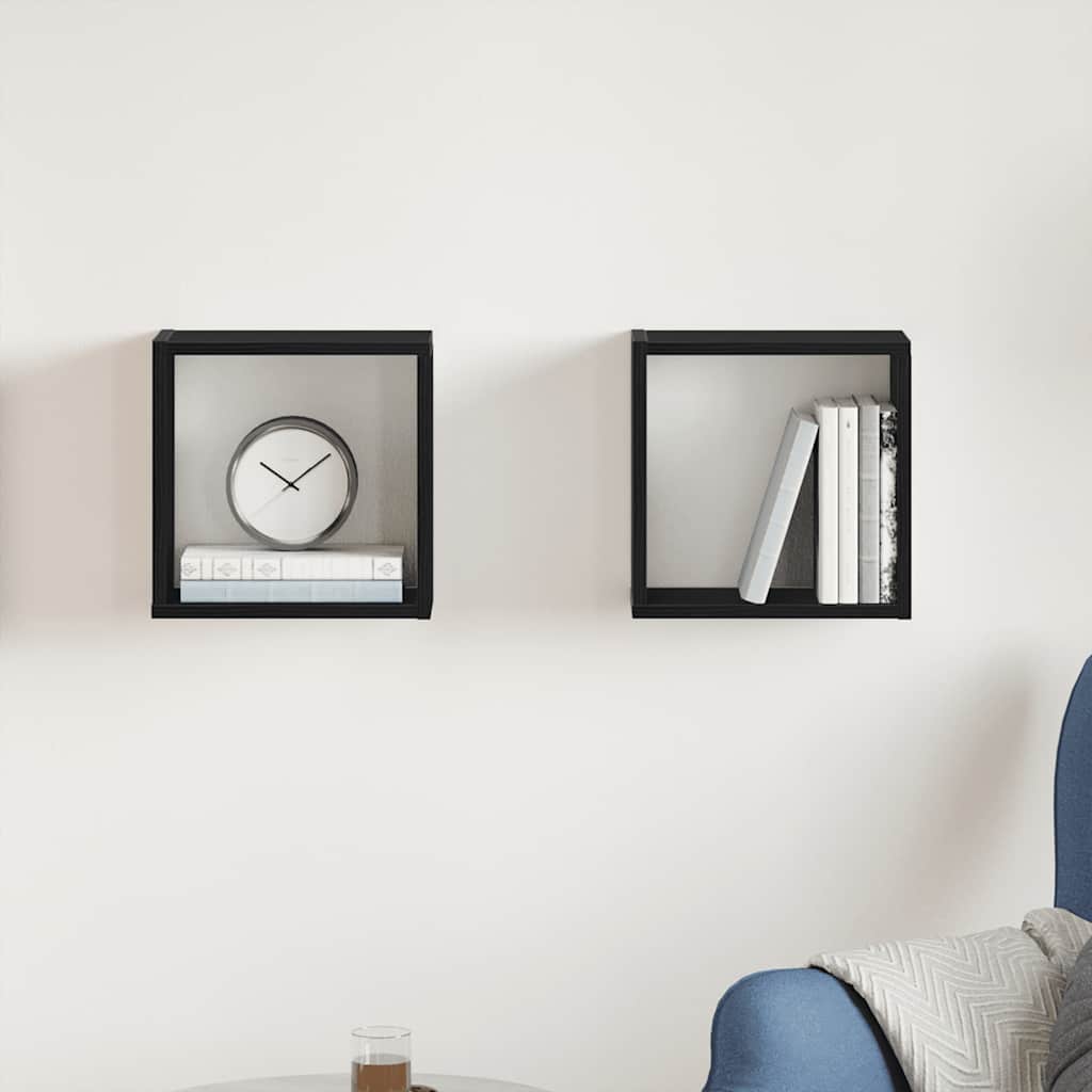 Würfel-Wandregale 4 Stk. Schwarz Eichen-Optik Schwarze Eiche