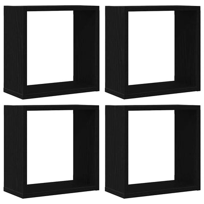 Würfel-Wandregale 4 Stk. Schwarz Eichen-Optik Schwarze Eiche
