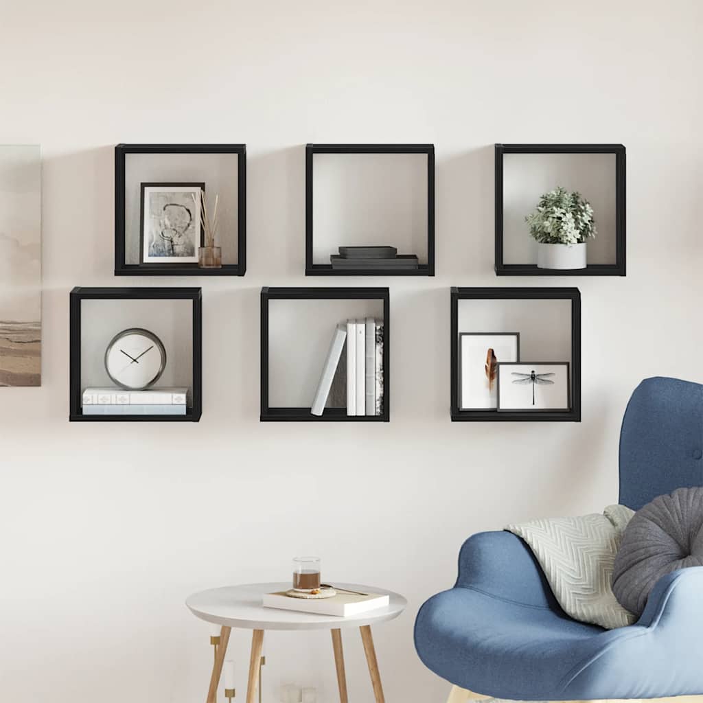 Würfel-Wandregale 4 Stk. Schwarz Eichen-Optik Schwarze Eiche