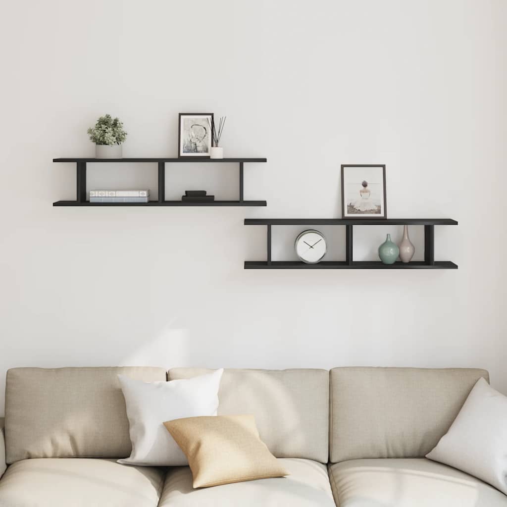 Wandregale 2 Stk. Schwarz Eichen-Optik 90X18X20Cm Holzwerkstoff Schwarze Eiche