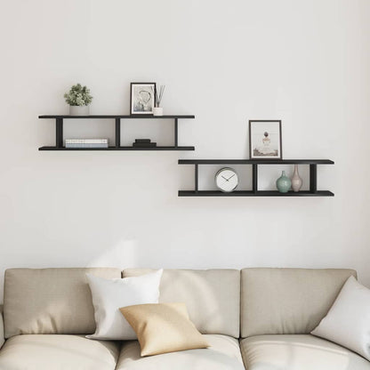 Wandregale 2 Stk. Schwarz Eichen-Optik 90X18X20Cm Holzwerkstoff Schwarze Eiche