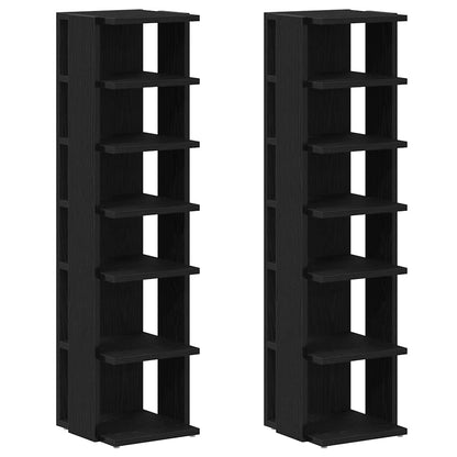 Schuhschränke 2 Stk. Schwarz Eichen-Optik 25X27X102 Cm Schwarze Eiche