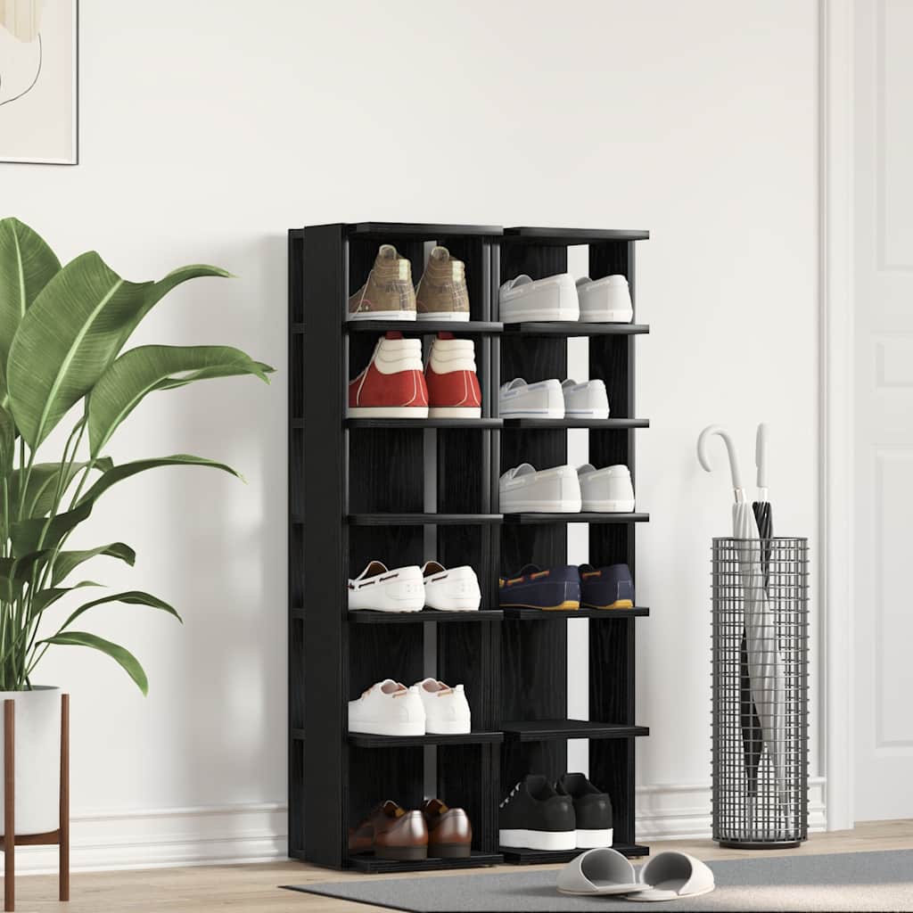 Schuhschränke 2 Stk. Schwarz Eichen-Optik 25X27X102 Cm Schwarze Eiche