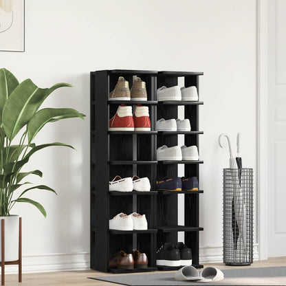 Schuhschränke 2 Stk. Schwarz Eichen-Optik 25X27X102 Cm Schwarze Eiche