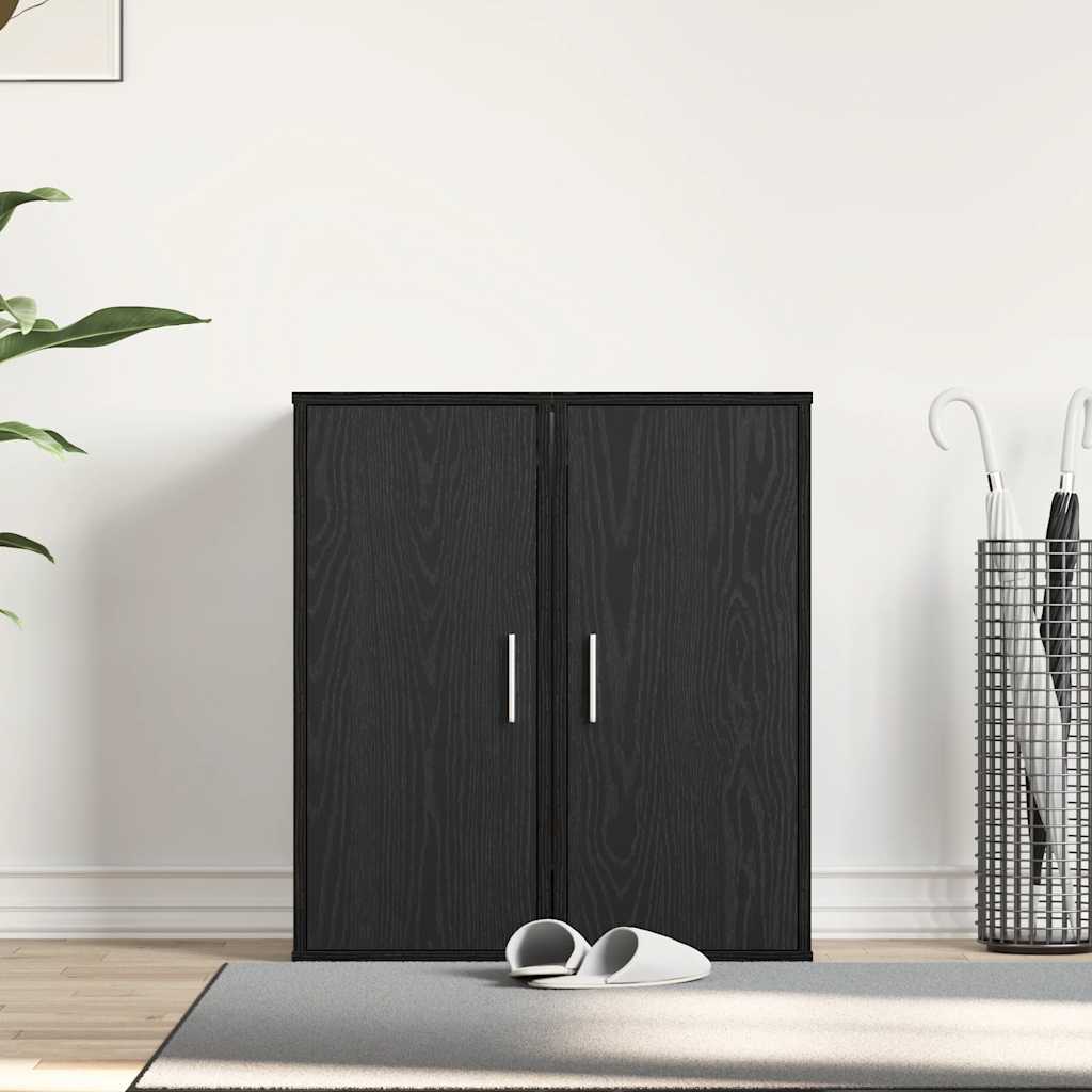 Schuhschränke 2 Stk. Schwarz Eichen-Optik Schwarze Eiche