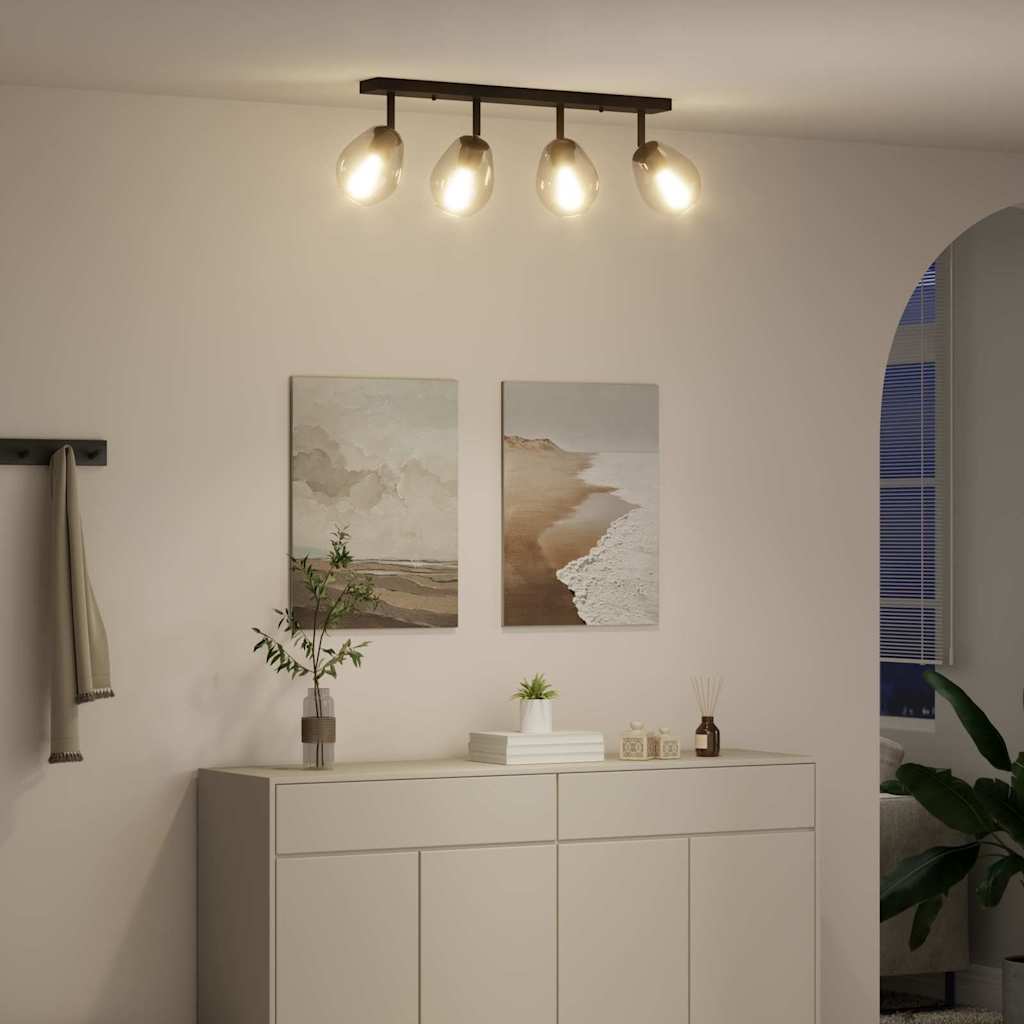 Deckenstrahler Schwarz 70 X 13 X 26 Cm Glas Und Metall