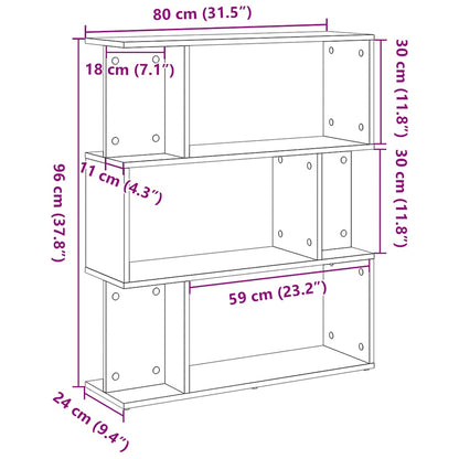 Bücherregal Schwarz Eichen-Optik 80X24X96 Cm Holzwerkstoff