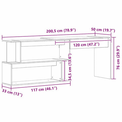 Schreibtisch Schwarze Eiche 200 X 50 X 76 Cm Holzwerkstoff Schwarze Eiche