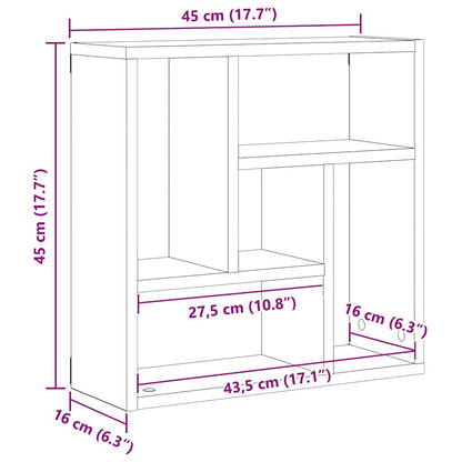 Wandregal Schwarz Eichen-Optik 45X16X45 Cm Holzwerkstoff