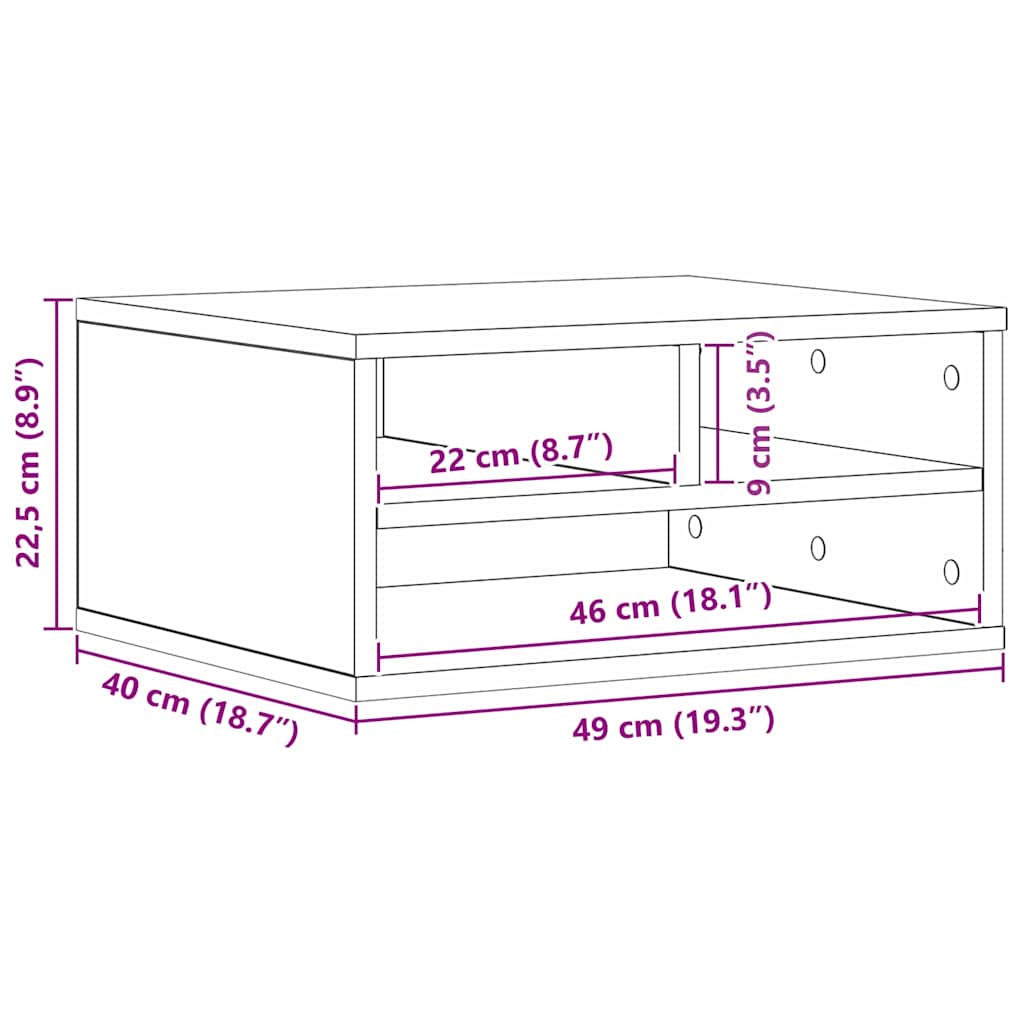 Druckerständer Schwarze Eiche 49 X 40 X 22.5 Cm Holzwerkstoff