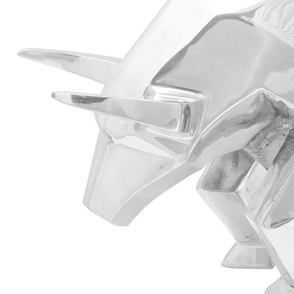 Stierskulptur Silber 74 X 23 X 39 Cm Aluminium