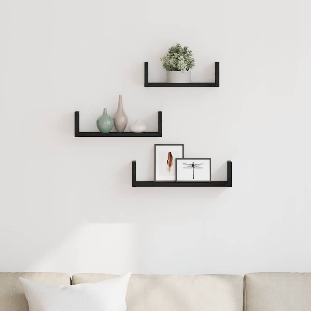 Wandregale 3 Stk. Schwarz Eichen-Optik Holzwerkstoff Schwarze Eiche
