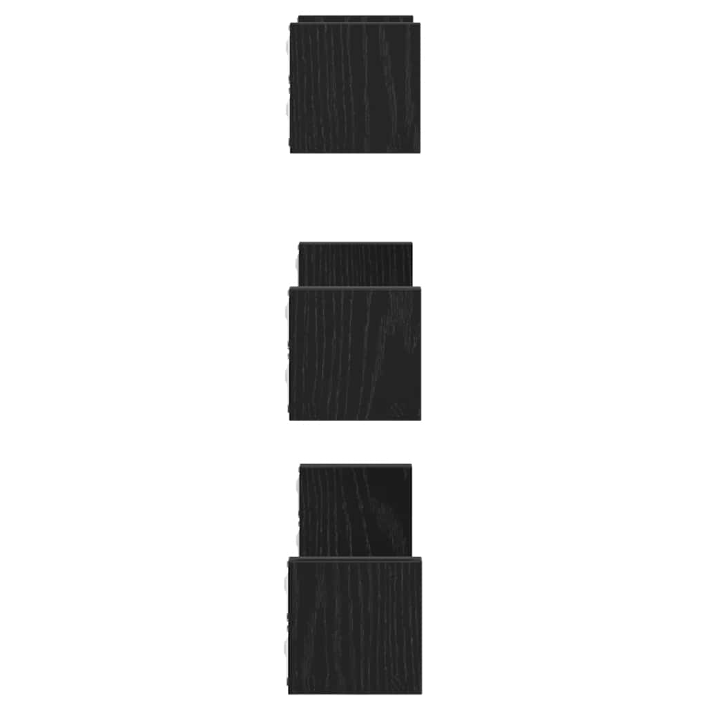 Wandregale 3 Stk. Schwarz Eichen-Optik Holzwerkstoff Schwarze Eiche