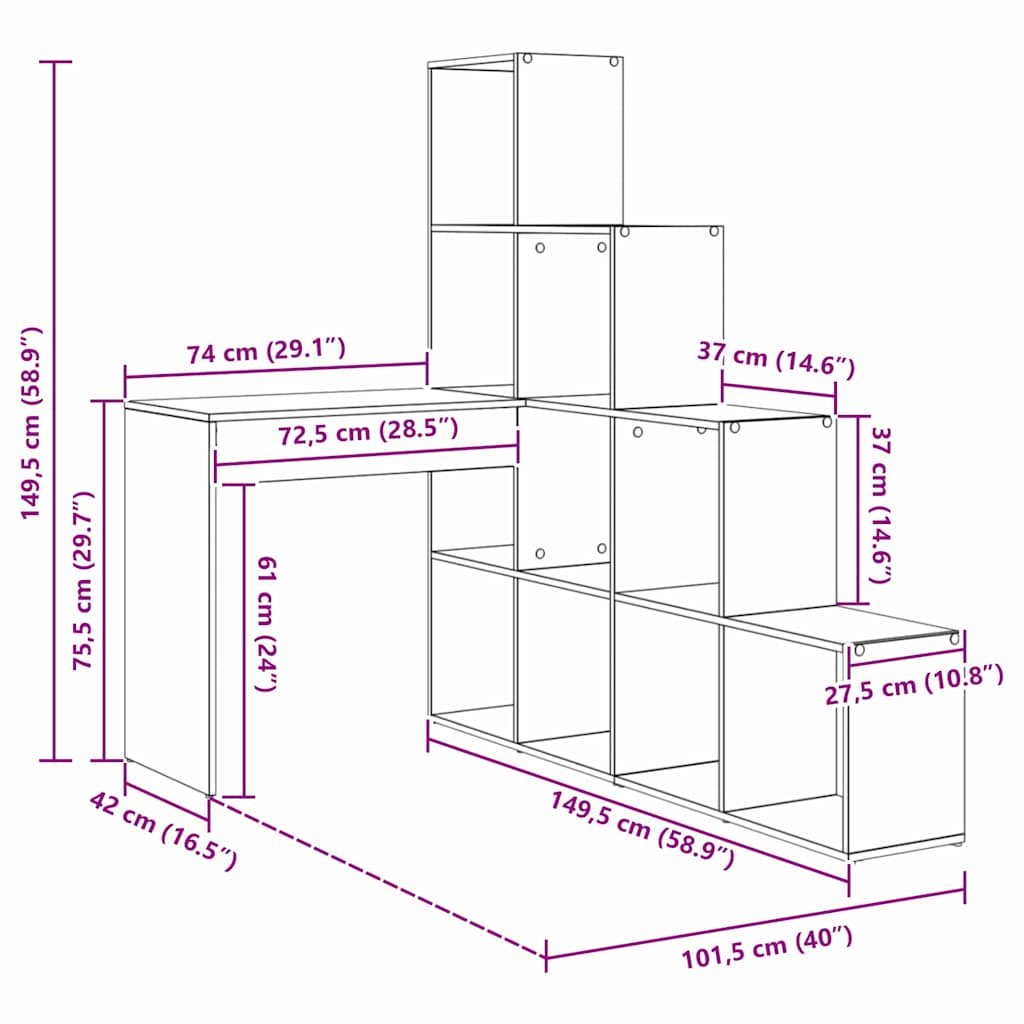 Eckschreibtisch 101,5 X 149,5 X 149,5 Cm Holzwerkstoff