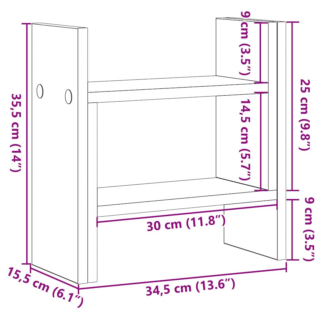 Schreibtisch Organizer Eiche Handwerklich 34.5 X 15.5 X 35.5 Cm