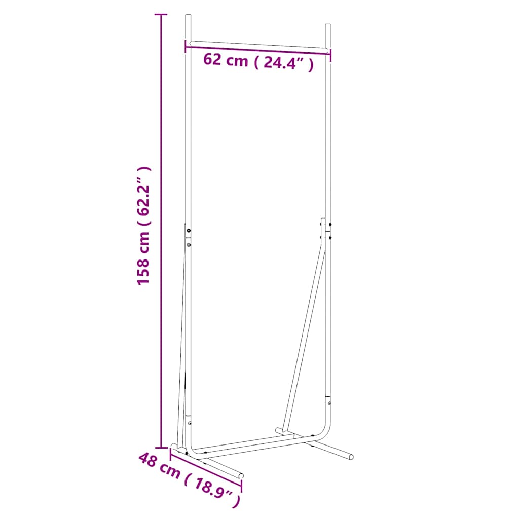 Kleiderständer Schwarz 62 X 48 X 158 Cm Stahl