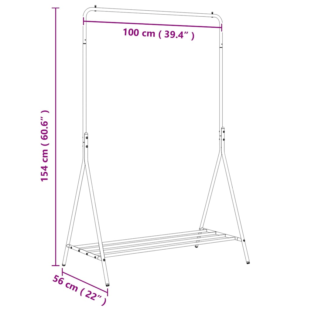 Kleiderständer Mit Regal Schwarz 100 X 56 X 154 Cm Stahl