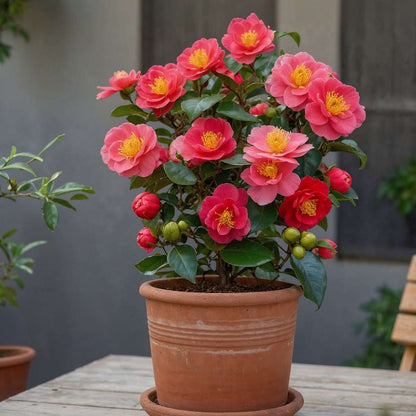 Florastore Japanische Rose - Camellia Japonica 'Lady Campbell' - Höhe 60-70Cm - ⌀19Cm