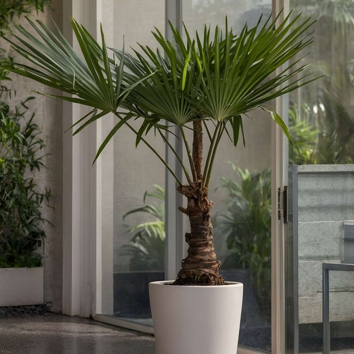 Florastore Chinesische Hanfpalme - 2 Stk - Trachycarpus Fortunei - Höhe 65-75Cm - ⌀21Cm
