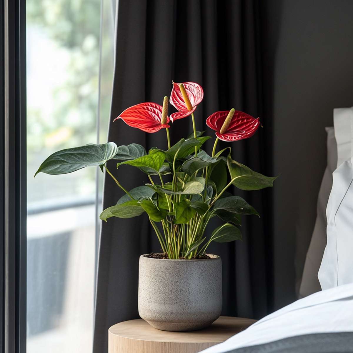 Florastore Flamingoblume - Anthurium 'Madural Red' - Höhe 55-70Cm - Ø17Cm