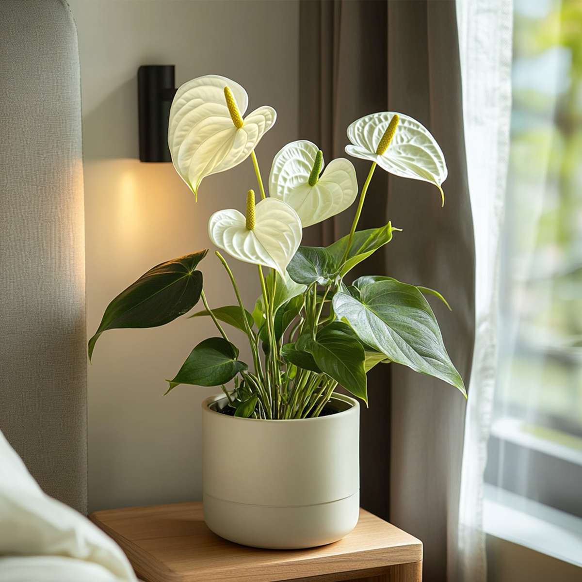 Florastore Flamingoblume - Anthurium 'Alpine White' - Höhe 40-55Cm - Ø14Cm