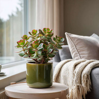 Florastore Jadepflanze - 2Er Set - Crassula Ovata 'Sunset' - Höhe 15-20Cm - ⌀12Cm