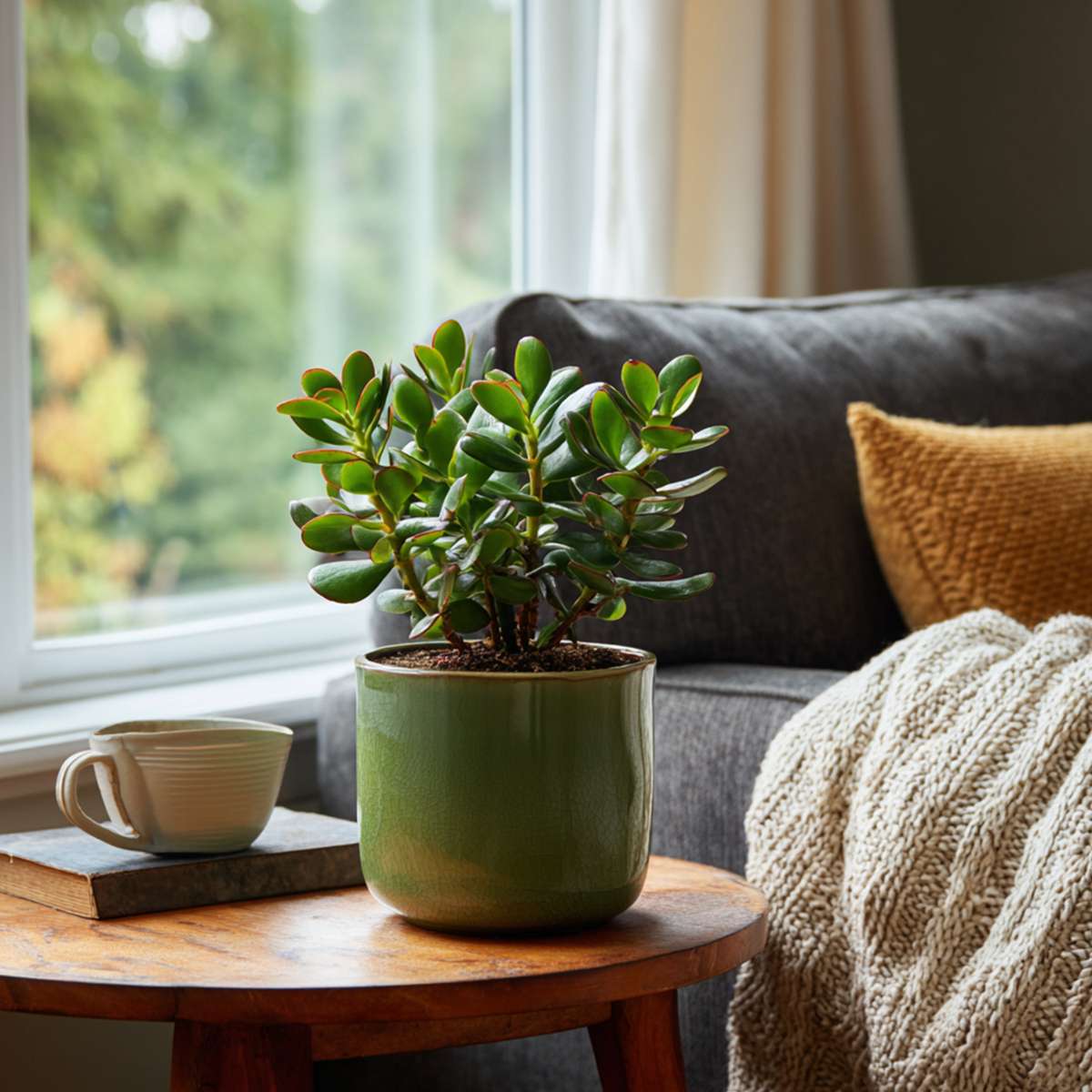 Florastore Jade-Pflanze - Crassula Ovata - Höhe 15-25Cm - Ø12Cm