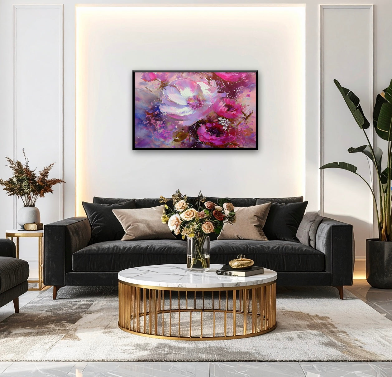 AUREORA Art Leinwand Rosa Blütenpracht